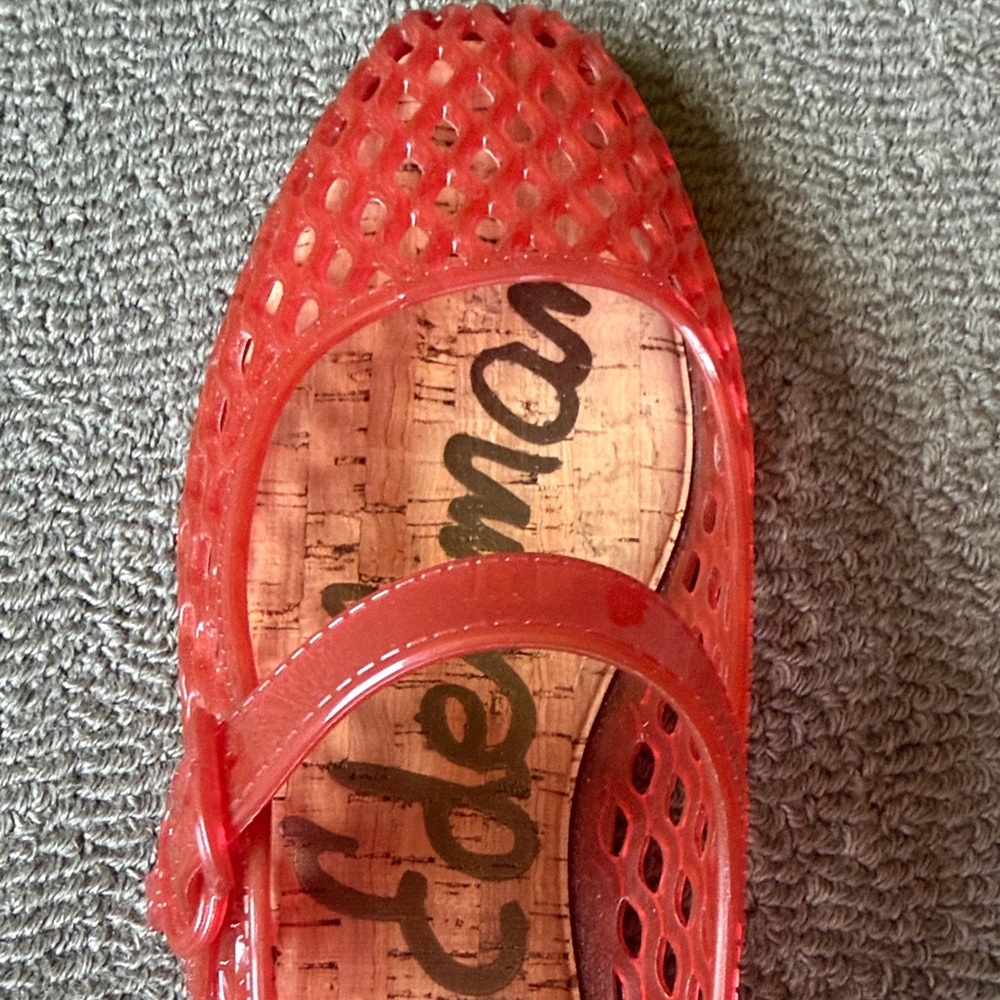 Sam Edelman Red Jelly Mary Jane Flats with Lattice Detail - Picture 5 of 7